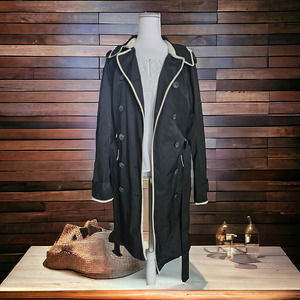 Worthington Black and Cream Womens Trench Raincoat Size XL